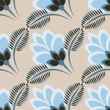 Seamless pattern, endless texture - stylized flowers - graphics. Plants. Desi Stock Illustration