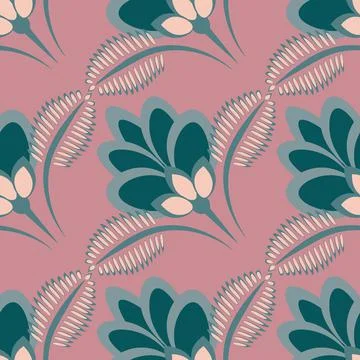 Seamless pattern, endless texture - stylized flowers - graphics. Plants. Desi Stock Illustration