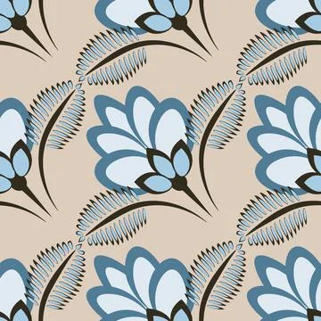 Seamless pattern, endless texture - stylized flowers - graphics. Plants. Desi Stock Illustration