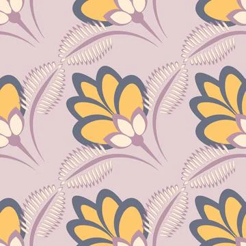Seamless pattern, endless texture - stylized flowers - graphics. Plants. Desi Stock Illustration