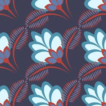 Seamless pattern, endless texture - stylized flowers - graphics. Plants. Design Stock Illustration
