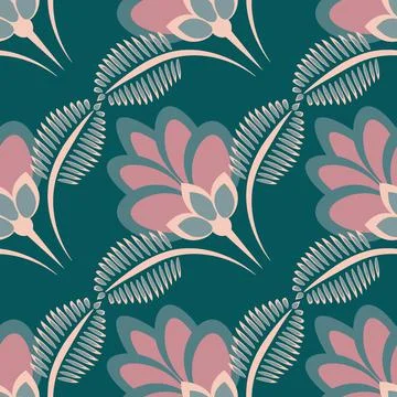 Seamless pattern, endless texture - stylized flowers - graphics. Plants. Design Stock Illustration