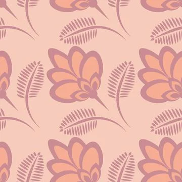 Seamless pattern, endless texture - stylized flowers - graphics. Plants. Desi Stock Illustration
