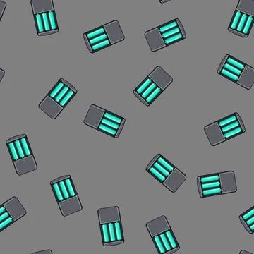 Seamless pattern energy aa battery charger cartoon vector Stock Illustration