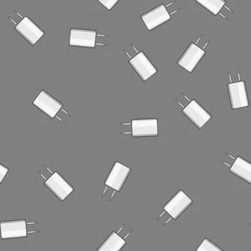 Seamless pattern energy power adapter cartoon vector Stock Illustration
