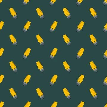 Seamless pattern of energy saving light bulb Stock Illustration
