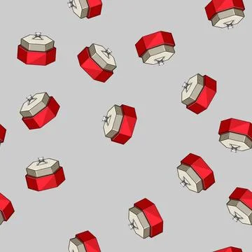Seamless pattern engagement proposal ring box cartoon vector Stock Illustration