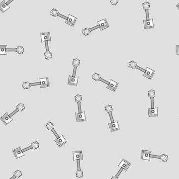 Seamless pattern Engine piston connecting rod component on white background Stock Illustration