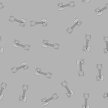 Seamless pattern Engine piston connecting rod on white background Illustrazione stock