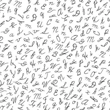 Seamless pattern with English cursive letters. Stock Illustration