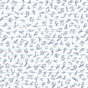 Seamless pattern with English cursive letters. 스톡 일러스트