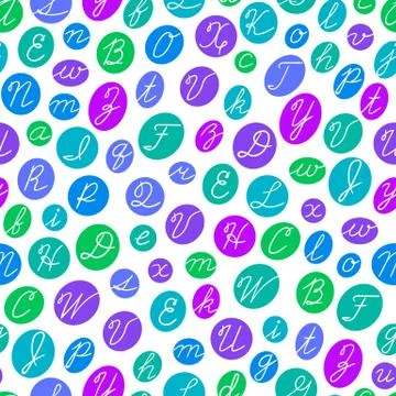 Seamless pattern with English cursive letters. Stock Illustration