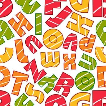 Seamless pattern with English letters, alphabets. Stock Illustration