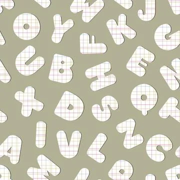 Seamless pattern with English letters, alphabets. Stock Illustration