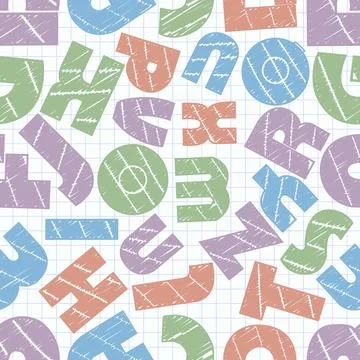 Seamless pattern with English letters, alphabets. Illustrazione stock