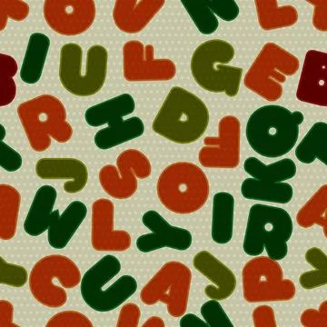 Seamless pattern with English letters, alphabets. Stock Illustration