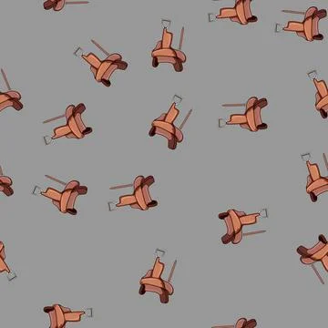 Seamless pattern english saddle cartoon vector Stock Illustration