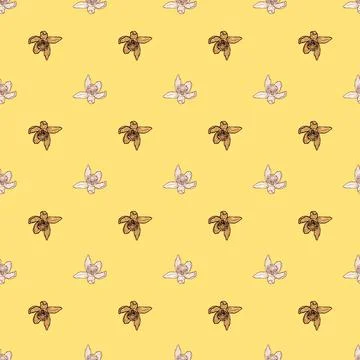 Seamless pattern engraved flower. Vintage background floral in hand drawn sty Stock Illustration