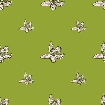 Seamless pattern engraved flower. Vintage background floral in hand drawn sty Stock Illustration