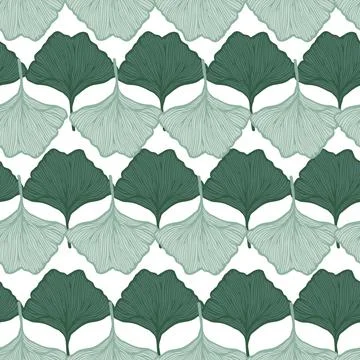 Seamless pattern engraved leaves Ginkgo Biloba. Vintage background botanical  库存插图