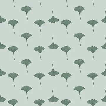 Seamless pattern engraved leaves Ginkgo Biloba. Vintage background botanical  Stock Illustration