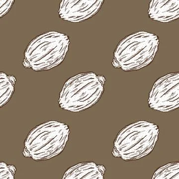 Seamless pattern engraved lemons. Vintage background citrus fruit in hand dra Stock Illustration