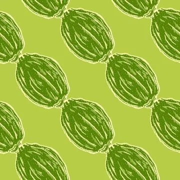 Seamless pattern engraved lemons. Vintage background citrus fruit in hand dra Stock Illustration