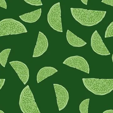 Seamless pattern engraved slice lemon. Vintage background piece lemon or lime Illustrazione stock