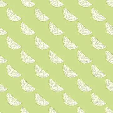 Seamless pattern engraved slice lemon. Vintage background piece lemon or lime Stock Illustration