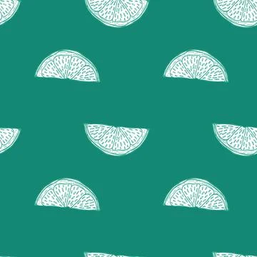 Seamless pattern engraved slice lemon. Vintage background piece lemon or lime Illustrazione stock