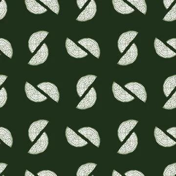 Seamless pattern engraved slice lemon. Vintage background piece lemon or lime Stock Illustration