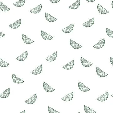Seamless pattern engraved slice lemon. Vintage background piece lemon or lime Stock Illustration