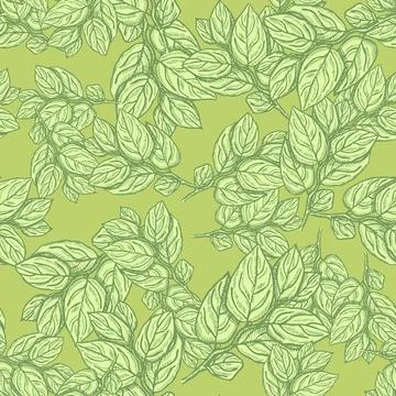 Seamless pattern engraved tree branches. Vintage background summer twigs in h 스톡 일러스트
