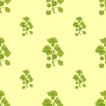 Seamless pattern engraved tree branches. Vintage background summer twigs in h Stock Illustration