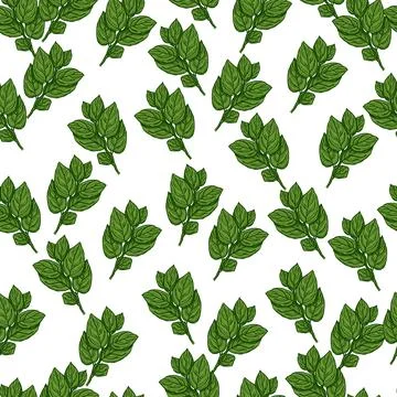 Seamless pattern engraved tree branches. Vintage background summer twigs in h Stock Illustration