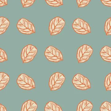 Seamless pattern engraved tree leaves. Vintage background botanical with foli Stock Illustration