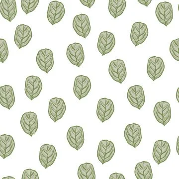 Seamless pattern engraved tree leaves. Vintage background botanical with foli Stock Illustration