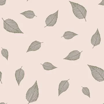 Seamless pattern engraved tree leaves. Vintage background botanical with foli イラスト素材