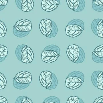 Seamless pattern engraved tree leaves. Vintage background botanical with foli Stock Illustration