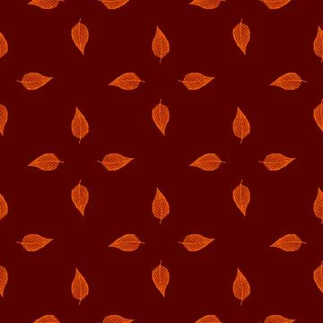 Seamless pattern engraved tree leaves. Vintage background botanical with foli Stock Illustration