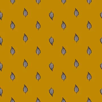 Seamless pattern engraved tree leaves. Vintage background botanical with foli Illustrazione stock