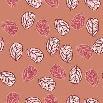 Seamless pattern engraved tree leaves. Vintage background botanical with foli Illustrazione stock