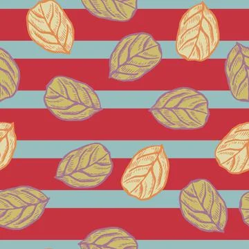 Seamless pattern engraved tree leaves. Vintage background botanical with foli Illustrazione stock