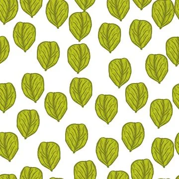 Seamless pattern engraved tree leaves. Vintage background botanical with foli Stock Illustration