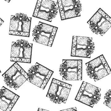 Seamless pattern entry keyhole sketch hand drawn Stock Illustration