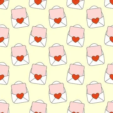Seamless Pattern with Envelope with heart. Valentine Day background Stock Illustration