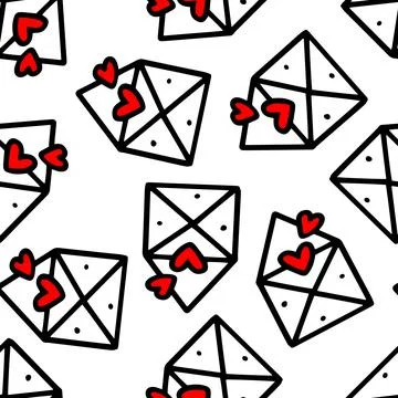 Seamless pattern of envelope with romantic message Illustrazione stock