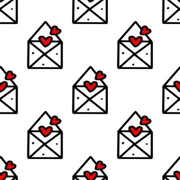 Seamless pattern of envelope with romantic message Stock Illustration