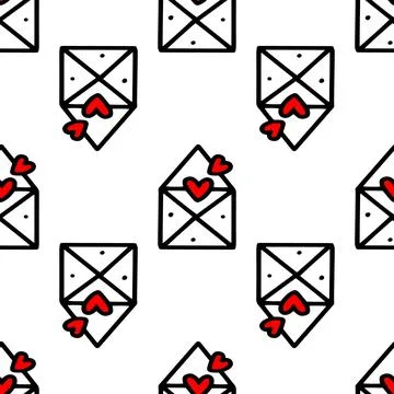 Seamless pattern of envelope with romantic message Stock Illustration