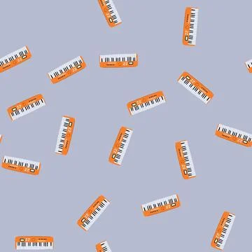 Seamless pattern envelope synthesizer cartoon vector Stock Illustration